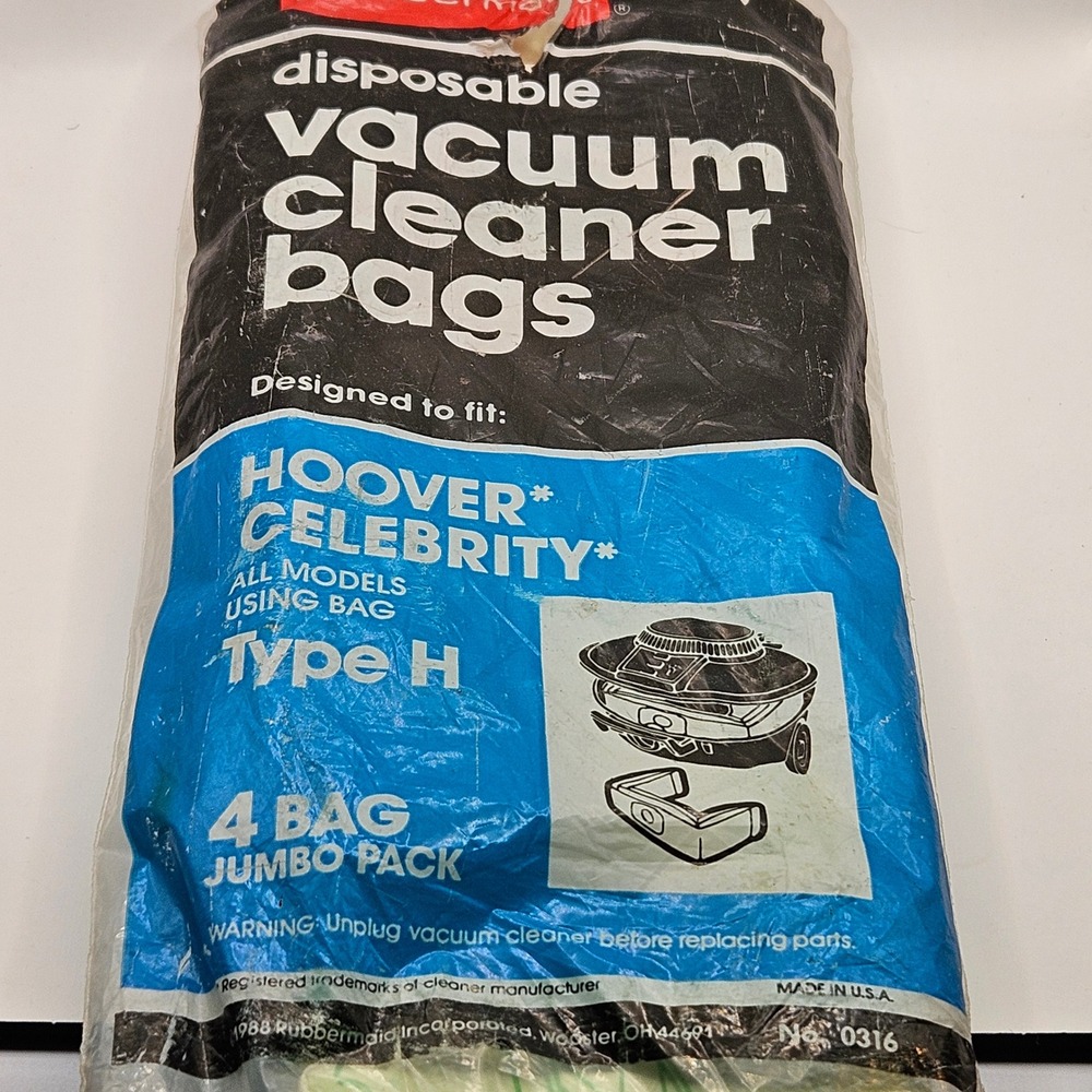 Rubbermaid Vacuum Cleaner Bags Type H Hoover Celebrity 2 Pack 0316 Blue Vintage